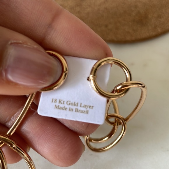 18k Gold Layer Large Paper Clip Earrings - Picture 4 of 5